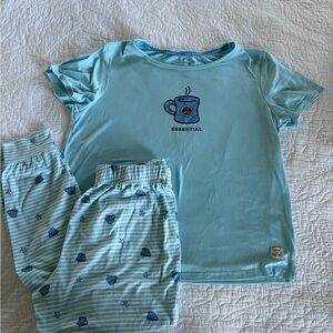 Life Is Good Coffee Pajama Set - Light Blue